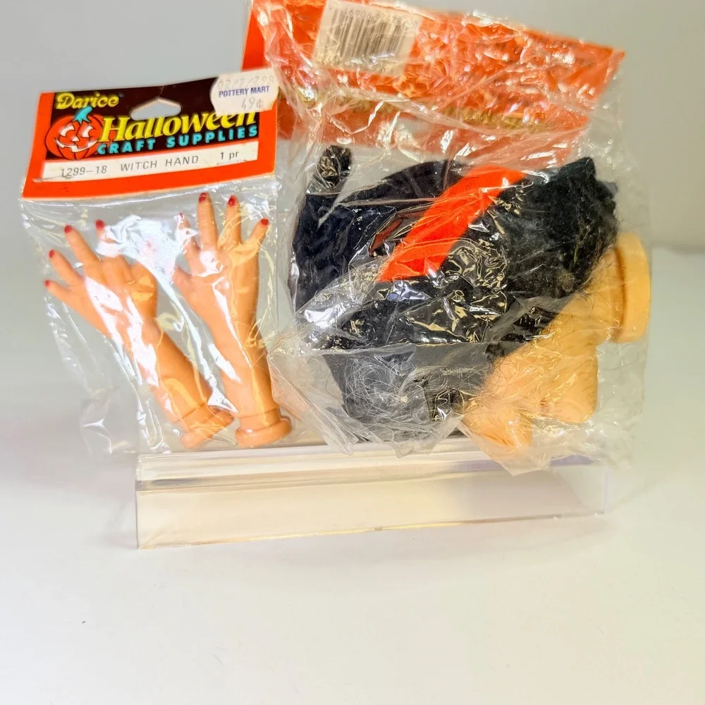 Darice Halloween Craft Supplies Vintage Witch Head 1299-13 and Hands 1299-18 Set